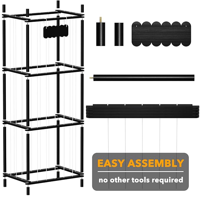 SpaceAid Stuffed Animal Storage Organizer, Wood Animals Zoo Toy Plushies Storage Holder, Large Capacity Plush Toy Cage for Playroom Organization, 22.8" Wide, Black