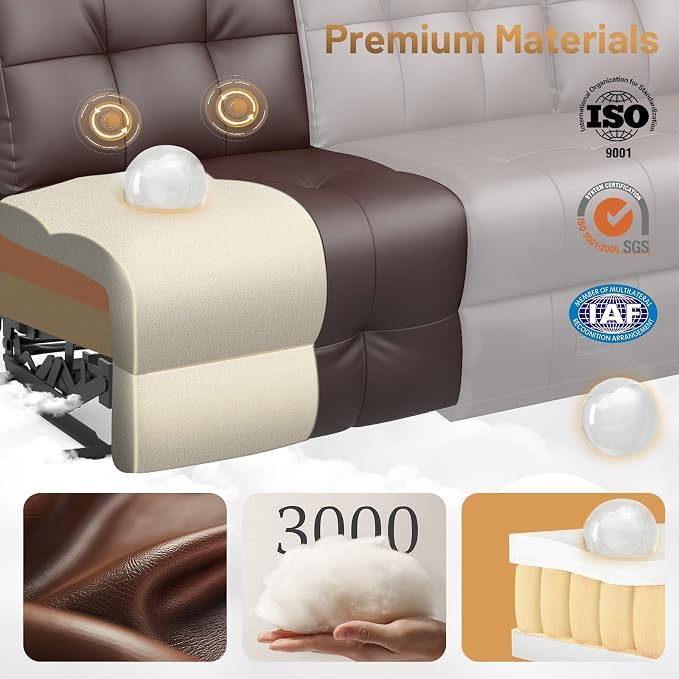 Loveseat Recliner Sofa, Home Theater Seating with Massage, 3 Seat Reclining Loveseats with Flip Backrest, Wall Hugger RV Couch Theater Chairs, RV Furniture Sofas with USB, Cup Holders for Gaming Room