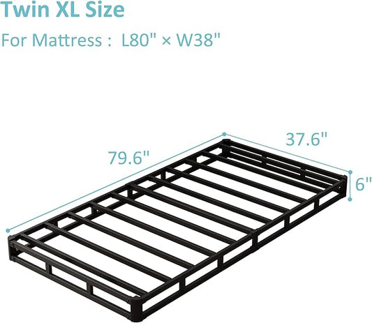 Upcanso Twin XL Box Spring Bed Base 6 Inch, Low Profile Metal Boxspring XL Twin with Fabric Cover, 2000 Lbs Max Weight Capacity Mattress Foundation, Noise-Free, Easy Assembly