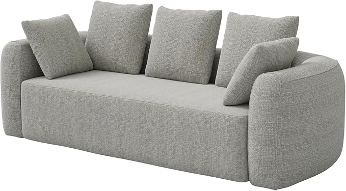 Curved Modern Couch Sofa,Boneless Couch, Modern 3 Seater Cloud Couch,Deep Seat