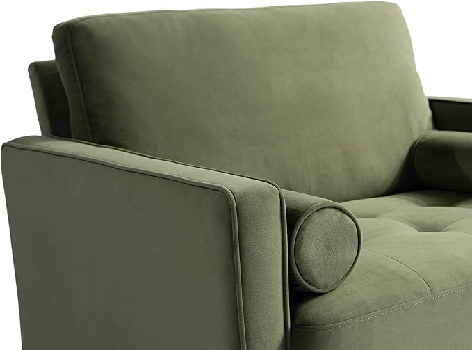 Studio Living® Lexington 39.4" Arm Chair, Mid-Century Modern, Pocket Coil Comfort, Easy Assembly, Velvet Fabric, Olive Green