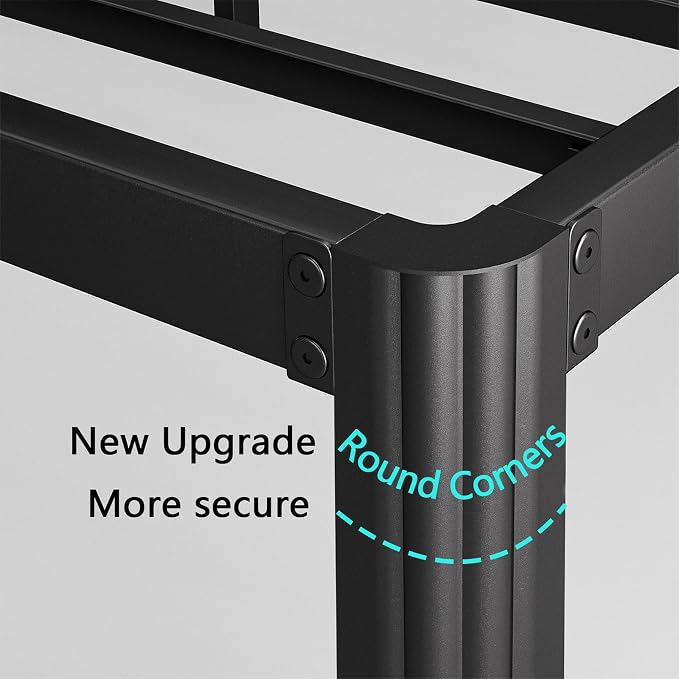16 Inch High Metal King Bed Frame No Box Spring Needed, Heavy Duty King Size Bed Frame Platform, Noise Free, Easy Assembly, Black