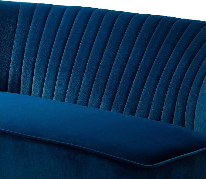 TINA'S HOME Contemporary Velvet Loveseat Sofa, Upholstered Loveseat Couch with Golden Metal Legs, Small Tufted 2-Seat Sofa Armless Love Seat for Living Room, Bedroom, Apartment Small Spaces, Navy