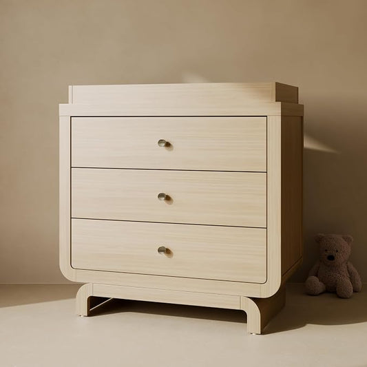Storkcraft Santorini 3 Drawer Chest with Changing Topper (Driftwood) – GREENGUARD Gold Certified, Award-Winning Premium Wood Dresser for Baby & Kids Bedroom with Interlocking Drawer System