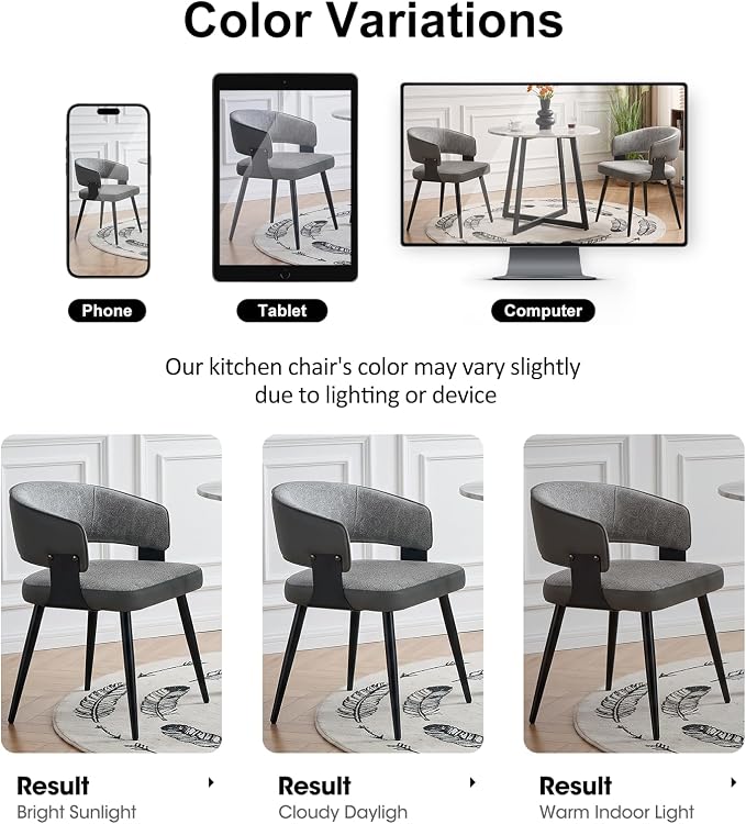 Dining Chairs Set of 2, Modern Upholstered Kitchen & Dining Room Chairs with Breathable Woven Fabric, Easy to Assemble & Clean for Dining Room, Restaurant, Cafe