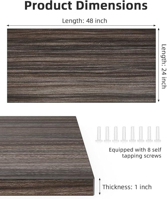 Universal 48 x 24 One-Piece Solid Wood Table Top, 1" Thick Desktop for Stand Up Height Adjustable Desk Frames, Home Office Tabletop, Countertop DIY