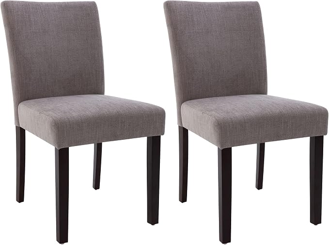 Watson & Whitely Modern Upholstered Dining Chairs, Set of 4, Dark Grey | Fabric Upholstery, Solid Wood Legs, Low Back, Modern Armless Parsons Style, for Kitchen, Dining Room, Restaurant