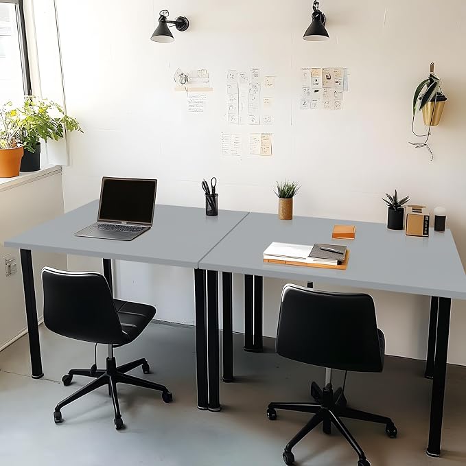 Kaboon 48"x26" Universal Table Top, Solid One-Piece Desktop, Reversible Melamine Countertop, Double Desks, L-Desk DIY, Gray