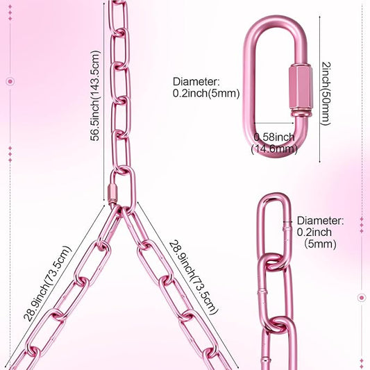 Heavy Duty Porch Swing Hanging Chain Kit (2 Pack) 1500 Lbs Capacity, Up to 7.1ft Length- Rustproof Zinc-Plated, 4 Quick Links & 2 Y-Chain Assemblies, Indoor/Outdoor Hanging Hardware(Pink)