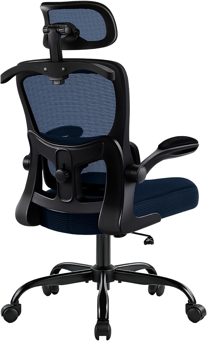 AreShark Office Chair Ergonomic Desk Chairs with Adjustable Lumbar Support& Headrest Hanger, High Back Breathable Mesh Chair with Wheels, Rolling Swivel Comfy Task Computer Chair for Home Work Gaming