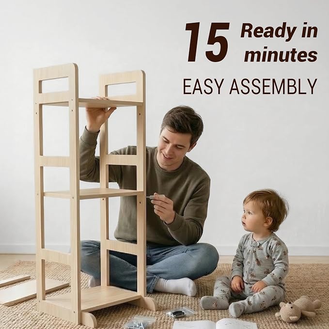 Kiddocood Kids Toy Storage Organizer with 12 Bins, 100% Solid Wood - Natural Finish Montessori Toy Organizer, BPA Free, CPC & TIC Certified Playroom Organization for Living Room & Nursery, 52.3"