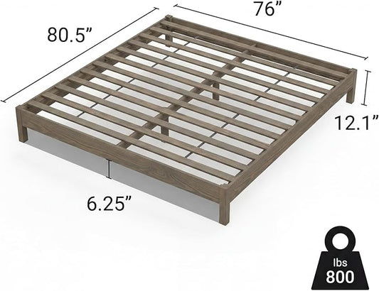 LIFEMENT King Bed Frame Signature Wood Platform, Noise Free, Under Bed Storage, No Box Spring Needed, Easy Assembly, Gray