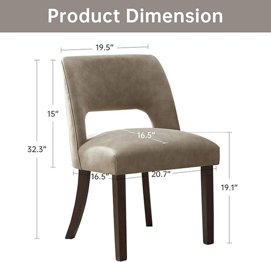 VKNOW Modern Dining Chairs Set of 4 with Rubberwood Legs, Taupe | Faux Leather, Curved Back, For family, Kitchen Dining RoomRestaurant Reception Room, No wobble, 80% pre-installed