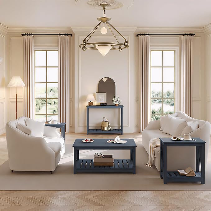 ChooChoo Farmhouse Console Table, Rustic Vintage Narrow Sofa Table for Entryway, Living Room, Hallway, 40 Blue