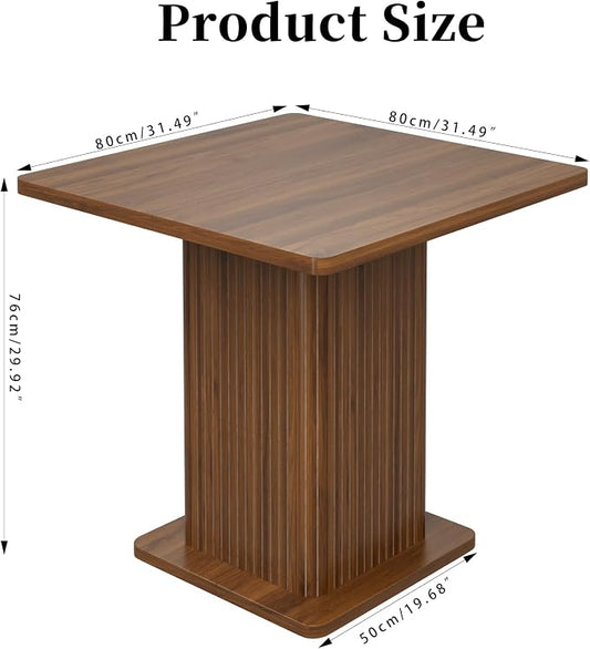 Small Square Dining Table for 2-4, 31.5 Inch Farmhouse Kitchen Table with 2-Tier Storage Shelf, Modern Wood Dinner Furniture with Fluted Doors, Dining Room, Living Room, Space Saving, Walnut