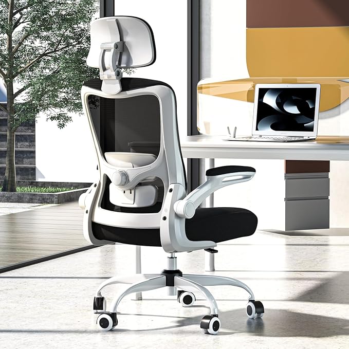 Ergonomic Office Chair for Long Hours, Padded Lumbar Support for Lower Back Relief, 330 lb Capacity, Comfortable Computer Desk Chair for Home Office, Computer & Study