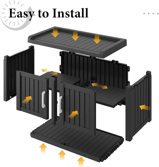 Outdoor Shoe Bench, Waterproof UV-Resistant Indoor Resin Shoe Cabinet, Entryway Shoe Storage Bench with 2 Doors, for Entryway, Hallway, Living Room, Bedroom, Black