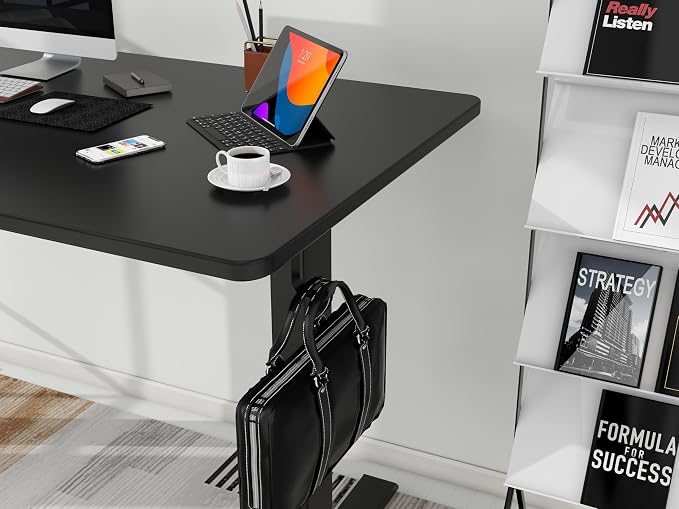 Whole Piece Standing Desk with Wheels Adjustable Height- Mobile Stand up Desk with Lockable Casters, Portable Sit Stand Desks Electric for Home & Office Workstation