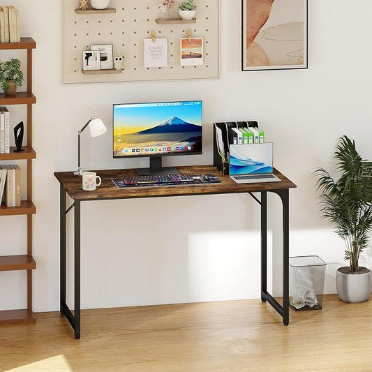 PayLessHere | 47 Inch Computer Desk | Vintage | Office Desk with Metal Frame, Adjustable Feet | Water-Resistant, Scratchproof Surface | Sturdy Writing Table for Home Office or Study | Pack of 1