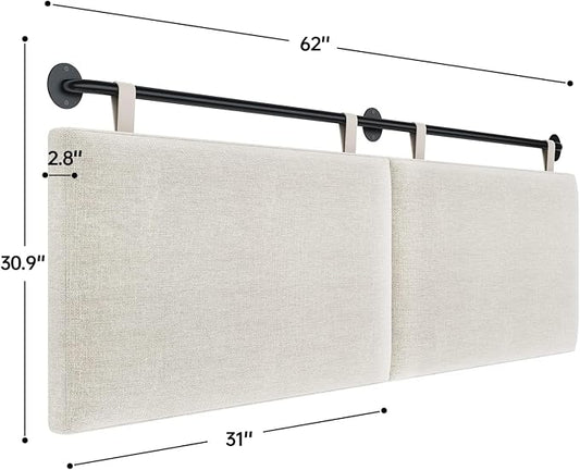 Headboards for Queen Size Bed, Wall Mounted Headboard with Fine Linen Upholstery and Button Tufting, Adjustable Heigh Headboard for Bedroom(Queen,Beige)