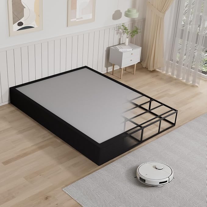 Tyndall 10 Inch Queen Size Box Spring, Heavy Duty Metal Box Spring for Queen Size Bed Mattress Foundation with Fabric Cover, Noise-Free, Non Slip, Easy Assembly