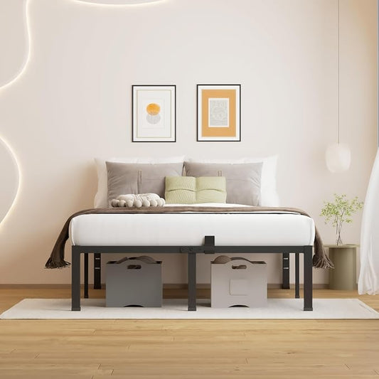 MAF Queen Bed Frame Size 14 Inch Metal Heavy Duty Platform Bedframe with Steel Slats Support Noise Free Queen-Bed-Frame, No Box Spring Needed