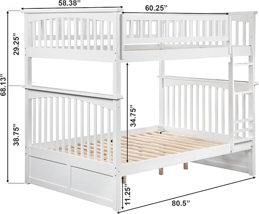 AFI, Columbia Ladder Bunk Bed Full Over Full, White