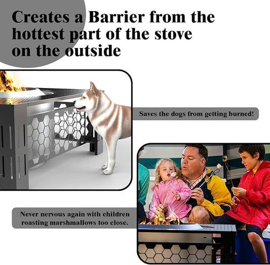 Fire Pit Surround Tabletop Large Use for Solo Stove Bonfire Ranger Yukon 2.0 and Mesa, Fire Pit Table Square Made of UV-Resistand Antirust Thick Metal, for Indoor Outdoor Use