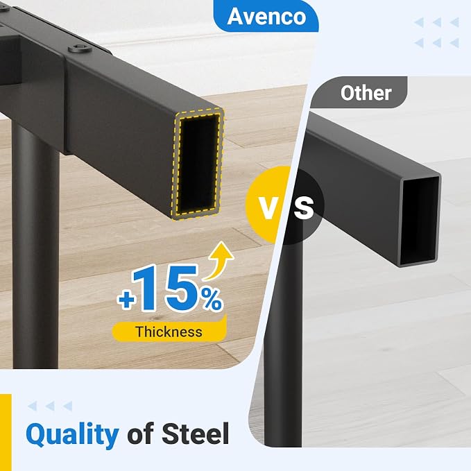 Avenco Metal Platform Bed Frame Queen Size with Classical Headboard and Footboard, 14 Inch, Under Bed Storage, Strong Metal Slats Support, Mattress Foundation, No Box Spring Needed