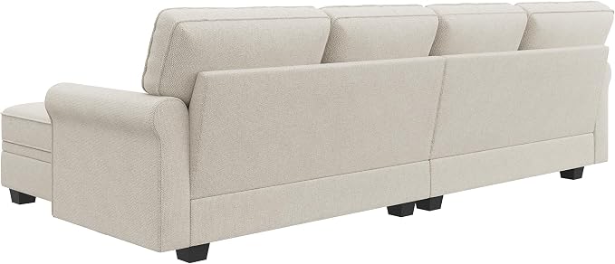 HONBAY Convertible Sectional Sofa with Storage U Shaped Sectional Couch with Reversible Chaise Small Sectional Couches for Living Room,Beige