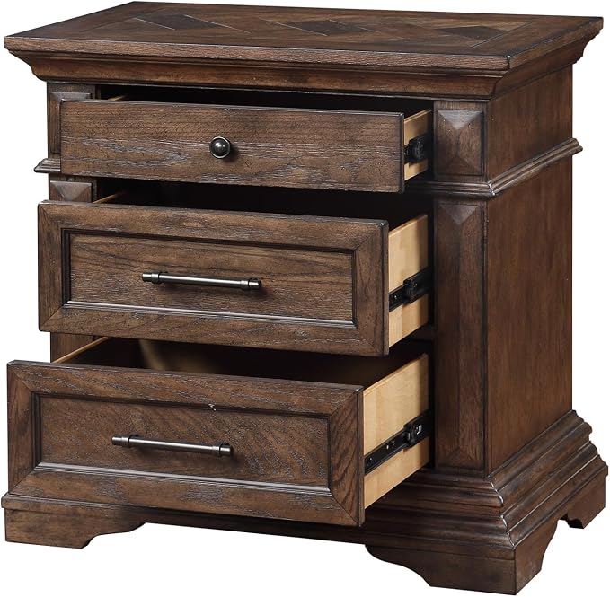New Classic Mar Vista 4-Piece Wood King Bedroom Set with Nightstand in Walnut