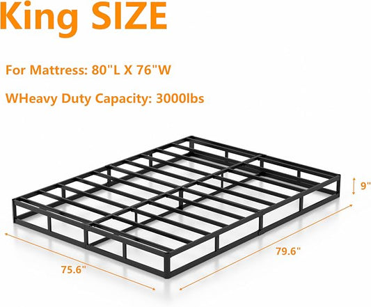 DORITRON 9 Inch King Box Spring, 3000lbs Heavy Duty Box Spring King Size Bed Base Metal Mattress Foundation, Easy Assembly, Noise Free