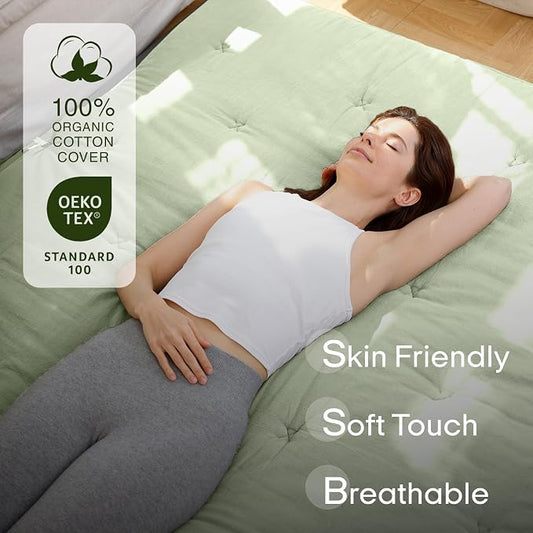 ZonLi Japanese Floor Futon Mattress Twin Size 75"x 39", 100% Cotton Cover 2.5'' Thicken Tatami Mattress, Foldable Sleeping Pad, Portable Dormitory Tatami Mat, Roll Up Floor Lounger Bed for Adult