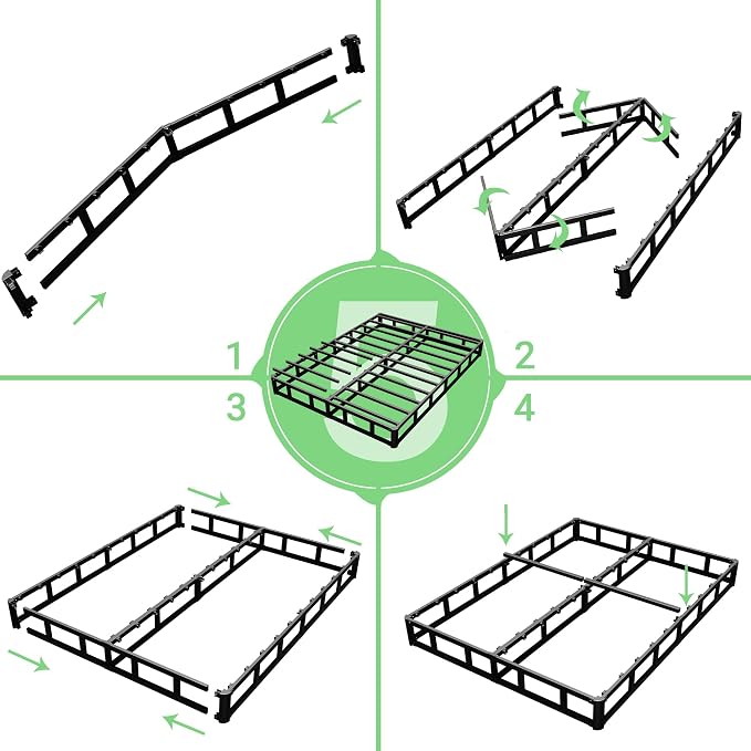 FMDMR Box Spring for Full Bed 4 Inch, Low Profile Full Size Box Spring Only, Heavy Duty Mattress Foundation Metal Bed Base with Fabric Cover, Easy Assembly, Non-Slip, Noise Free