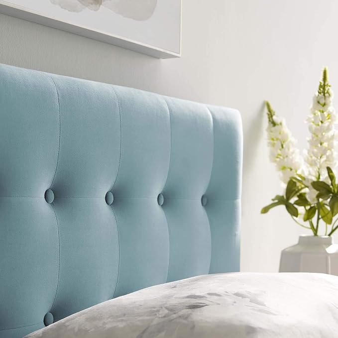 Modway Emily Twin Biscuit Tufted Performance Velvet Headboard, Light Blue