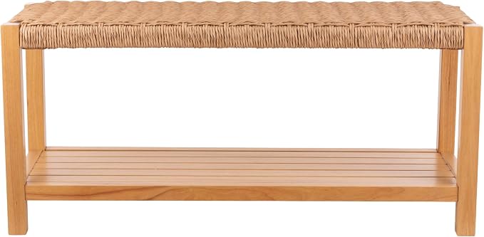 Alaterre Furniture Newport 40 Inch Solid Wood Entryway Bench - Modern Farmhouse Indoor Decorative Bench with Handcrafted Woven Rope Seat - Furniture for Entryway, Dining Room, or Kitchen (Light)