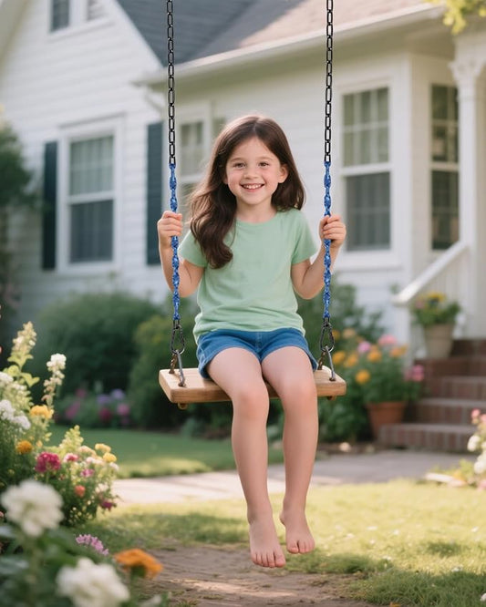 64inch Hanging Swing Chair Chain (2)+ 4 Free Quick Links, 1000LB Load Bearing,Indoor and Outdoor Playground Swings, Hammocks, Sandbags Swing Chains (Blue, 2 Pack 64 Inch)