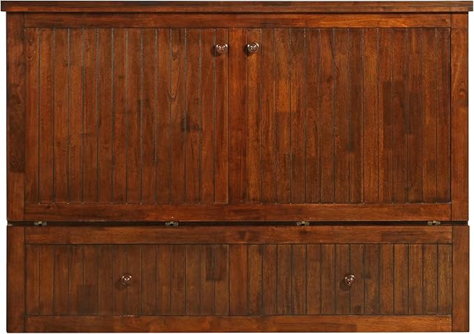 Mega Solutions Murphybedz Tuscany Murphy Cabinet Chest Bed with Charging Station 6 Inch (Tobacco, Queen)