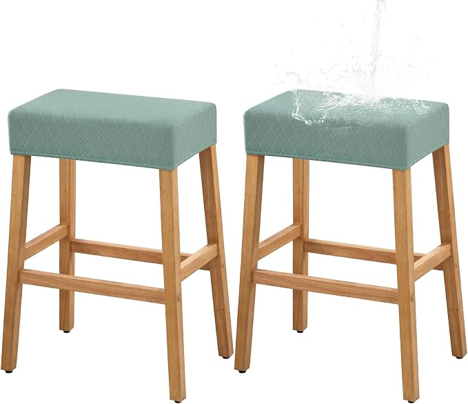 YISUN Stool Covers Rectangle - 2 Pack Stretch Waterproof Saddle Seat Cover Counter Bar Stools Bar Chairs Covers Kitchen Island Chairs Cushion Protector