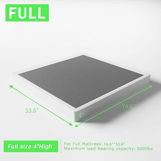 FMDMR Box Spring for Full Bed 4 Inch, Low Profile Full Size Box Spring Only, Heavy Duty Mattress Foundation Metal Bed Base with Fabric Cover, Easy Assembly, Non-Slip, Noise Free