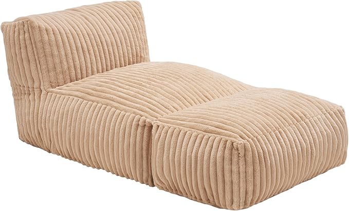Hobestluk Giant Memory Foam Bean Bag Chairs Sofa for Adults (Khaki,Large) | Soft Fabric,Ergonomic Back Support,Lightweight,Easy Clean,No Assembly,Wear-resisting,For Livingroom Guest room,Well-looking