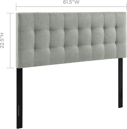 Modway AMZ-5041 Lily Tufted Linen Fabric Upholstered Queen Headboard in Gray