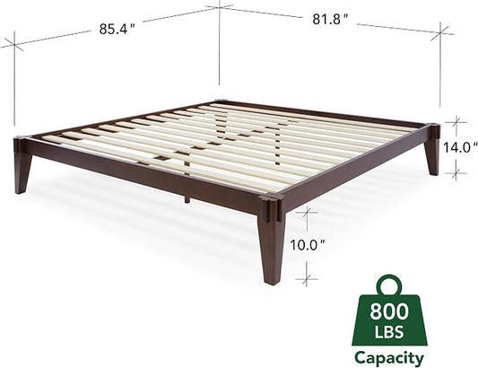 Bme Chalipa 14” King Bed Frame - Solid Wood Platform Bed - Japanese Joinery Bed Frame - Wood Slat Support - No Box Spring Needed - Easy Assembly - Minimalist & Modern Style, Walnut