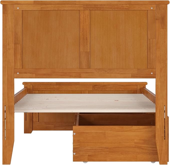 AFI, Madison Twin XL Platform Bed with Matching Footboard & Storage Drawers, Light Toffee