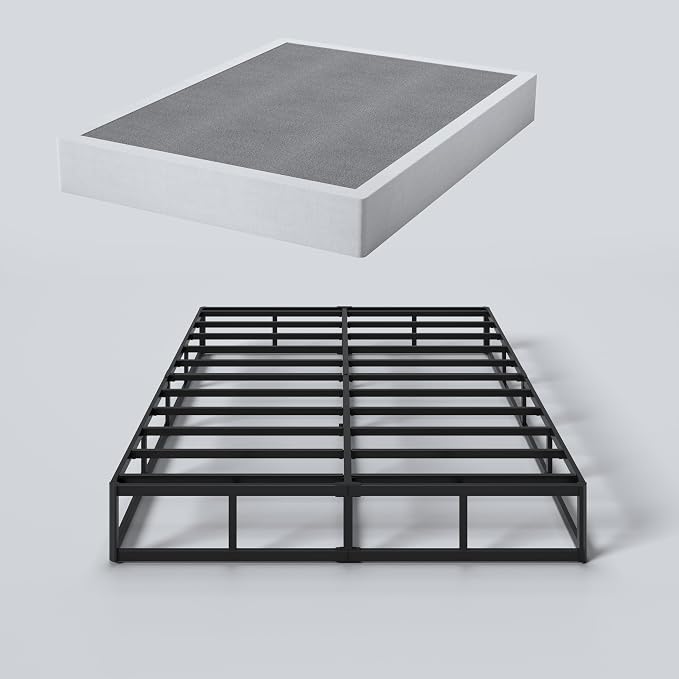 SHLAND King Box Spring, 10 Inch Box Springs King Size Basics Bed Base, Mattress Foundation, Black Heavy Duty Metal Structure with Cover,Easy Assembly