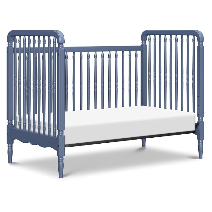 Namesake Liberty 3-in-1 Convertible Spindle Crib, Cove Blue | GREENGUARD Gold & FSC Certified, Converts to Toddler Bed & Daybed, 4 Adjustable Heights, Toddler Conversion Kit Included
