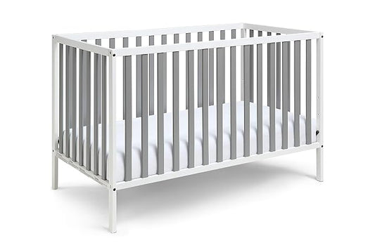 Baby Cache Deux Remi Island 3-in-1 Convertible Baby Crib (Do Re Me) White & Gray