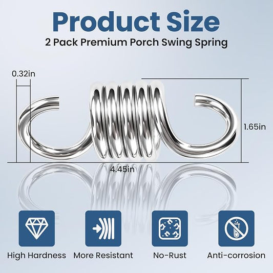 Aheucndg Heavy Duty Hammock Chair Spring, 2 Pack 1100LBS Porch Swing Spring Hook for Outdoor Indoor Activity of Porch Swings Hanging Chairs Hammock Hanging Kit.