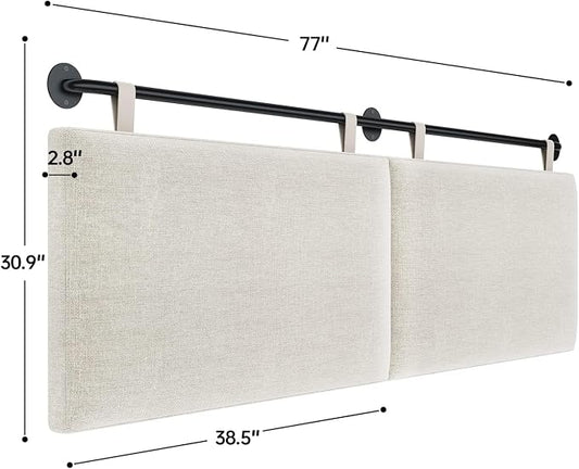 Headboard for King Size Bed, Wall Mounted Headboard with Fine Linen Upholstery and Button Tufting, Adjustable Heigh Head Board for Bedroom (Beige, King)
