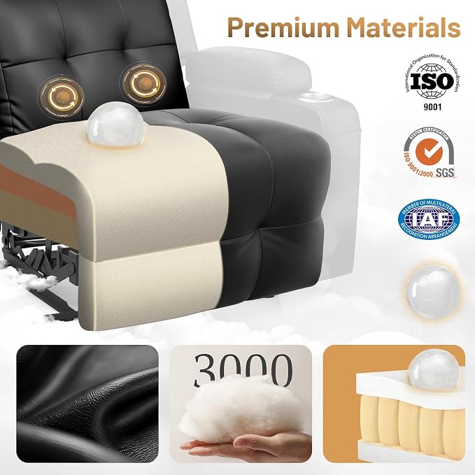 Recliner Sofa Set, Home Theater Seating with Massage, Loveseat Recliner Couch and 2 Recliner Single Chairs with USB, Wall Hugger Reclining Movie Theater Chair with Cup Holders, Drawer for Gaming Room